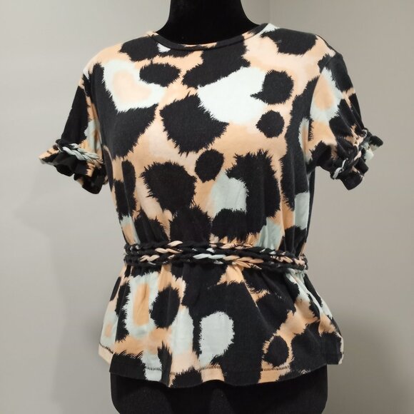 H&M PINK|BLUE|PALE BLUE PEPLUM STYLE SHORT SLEEVE TOP WOMEN SIZE US 6 - Picture 1 of 10